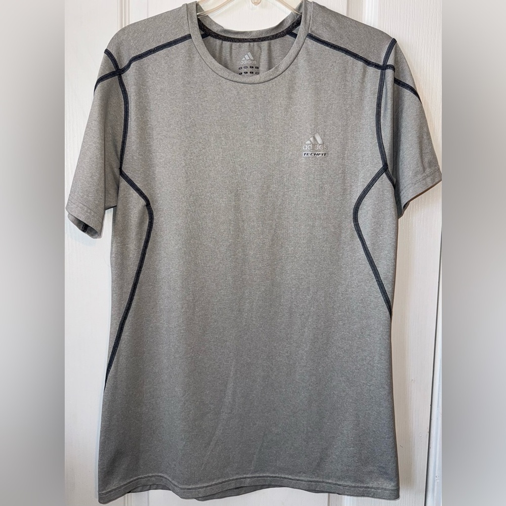 Adidas Techfit Compression Shirt Gray Athletic Tee Size M